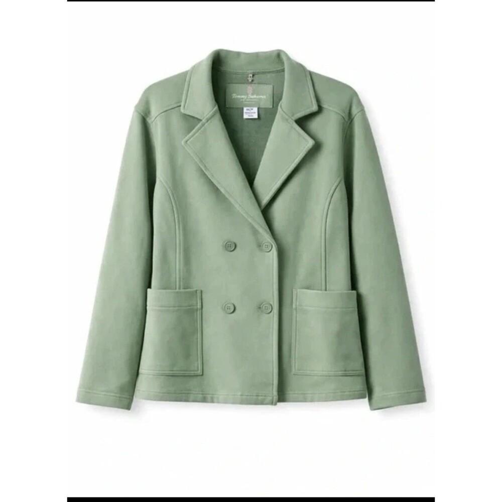 Tommy Bahama Marina Del Mar French Terry Peacoat Jacket Womens Medium Fern Green - Picture 2 of 8